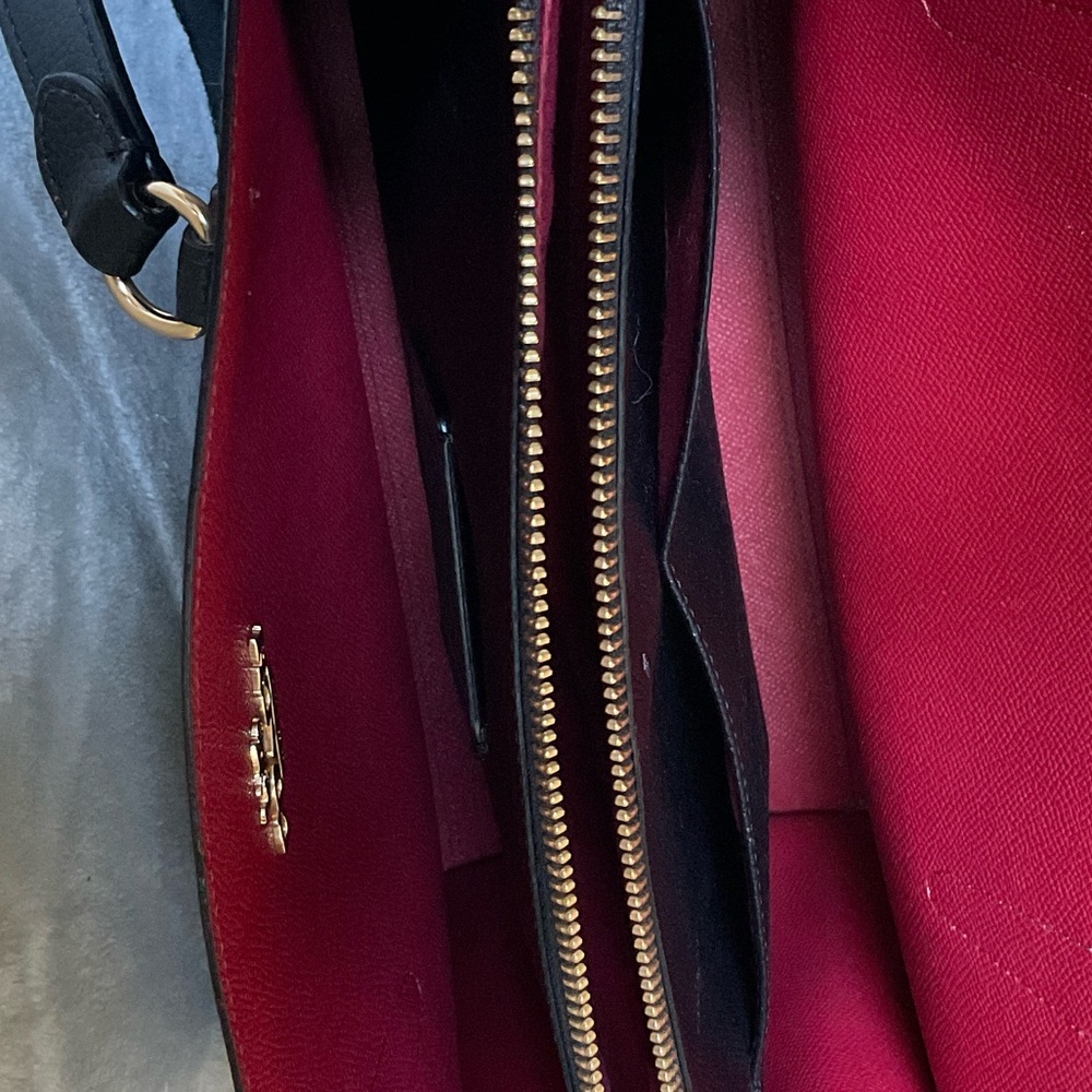 Coach Black Leather Tote with Gold Accents - Picture 8 of 8